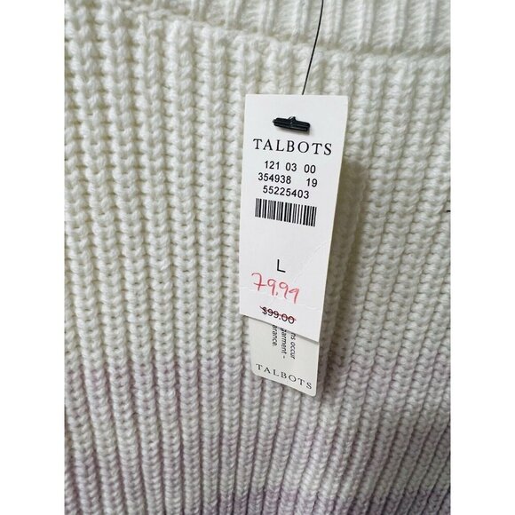 TALBOTS SHAKER STITCH BATEAU NECK Women’s SWEATER SPRING OMBRÉ Size Large NWT - Picture 5 of 7